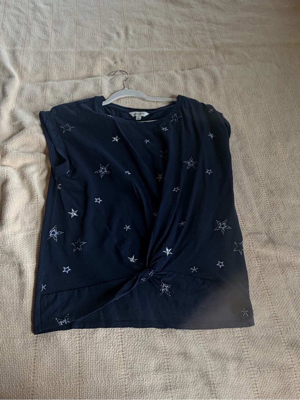 Lucky Brand Navy Sleeveless Star Knot Front Tank